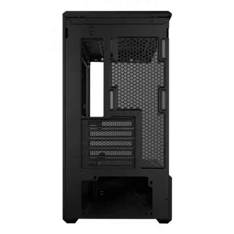 Mini bokšto PC korpusas Lian Li Vector V100R MINI — Mini-ITX/Micro-ATX, grūdintas stiklas, 3x120 mm šoniniai + 1x120 mm galinis ventiliatoriai, 2x 2,5 colio + 1x 3,5 colio nišos, juodas