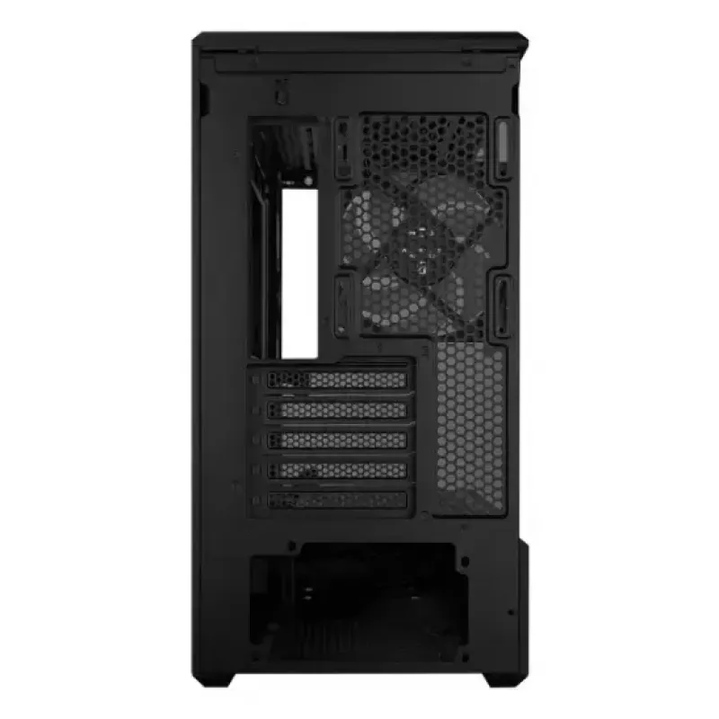 Mini bokšto PC korpusas Lian Li Vector V100R MINI — Mini-ITX/Micro-ATX, grūdintas stiklas, 3x120 mm šoniniai + 1x120 mm galinis ventiliatoriai, 2x 2,5 colio + 1x 3,5 colio nišos, juodas