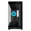 Mini bokšto PC korpusas Lian Li Vector V100R MINI — Mini-ITX/Micro-ATX, grūdintas stiklas, 3x120 mm šoniniai + 1x120 mm galinis ventiliatoriai, 2x 2,5 colio + 1x 3,5 colio nišos, juodas