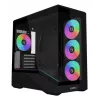 Mini bokšto PC korpusas Lian Li Vector V100R MINI — Mini-ITX/Micro-ATX, grūdintas stiklas, 3x120 mm šoniniai + 1x120 mm galinis ventiliatoriai, 2x 2,5 colio + 1x 3,5 colio nišos, juodas