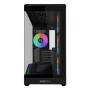 Mini bokšto PC korpusas Lian Li Vector V100R MINI — Mini-ITX/Micro-ATX, grūdintas stiklas, 3x120 mm šoniniai + 1x120 mm galinis ventiliatoriai, 2x 2,5 colio + 1x 3,5 colio nišos, juodas