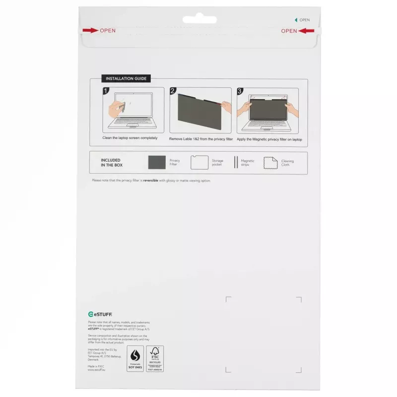 Privatumo filtras eSTUFF GLBM15326229 ekranui (anti-akinimo, privatumo apsauga)