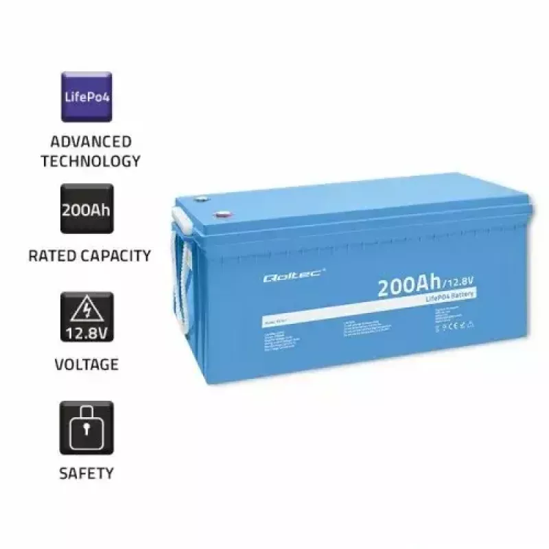 Qoltec 53707 Transporto priemonės baterija Ličio geležies fosfato 200 Ah 12,8 V