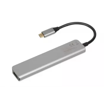 Dokų stotelė IBOX IUH3SL4K USB Type-C 5 Gbit/s, HDMI 4K@30Hz, PD iki 100W, 2x USB-A, 2x USB-C, kortelių skaitytuvas, sidabrinė