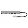 Dokų stotelė IBOX IUH3SL4K USB Type-C 5 Gbit/s, HDMI 4K@30Hz, PD iki 100W, 2x USB-A, 2x USB-C, kortelių skaitytuvas, sidabrinė