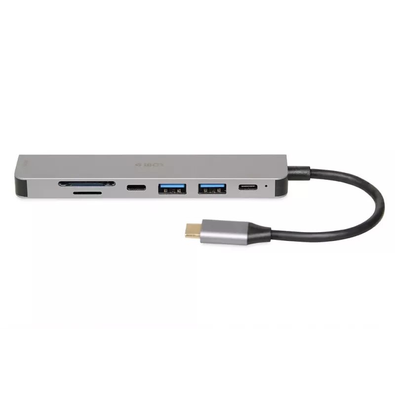 Dokų stotelė IBOX IUH3SL4K USB Type-C 5 Gbit/s, HDMI 4K@30Hz, PD iki 100W, 2x USB-A, 2x USB-C, kortelių skaitytuvas, sidabrinė