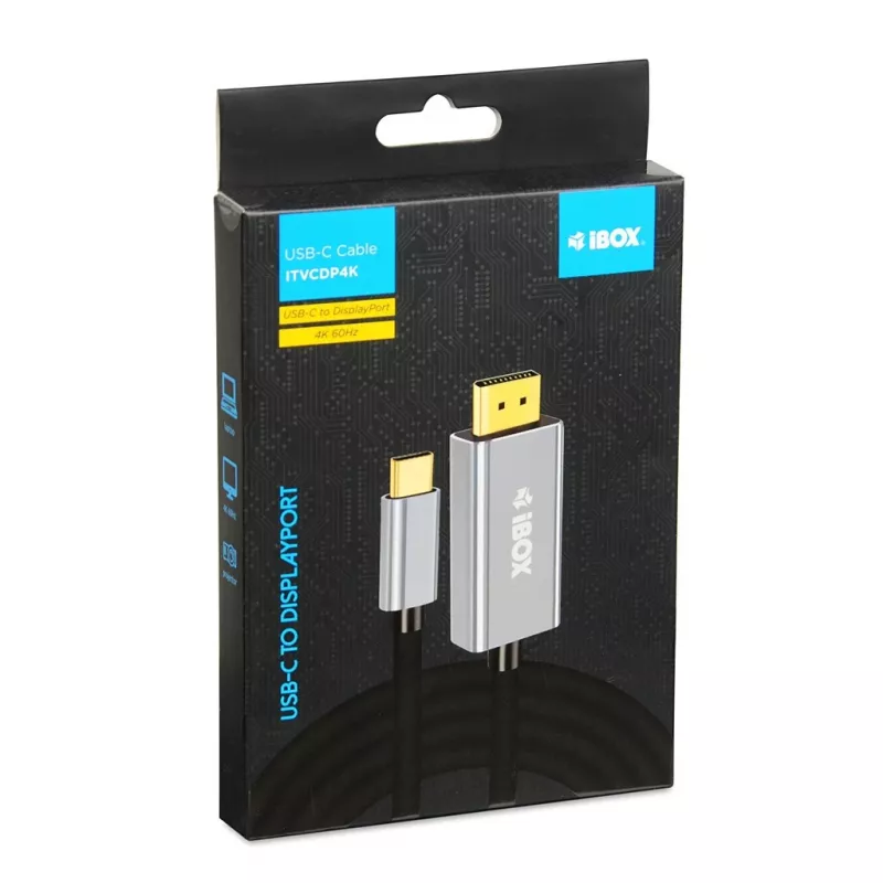 Video kabelio adapteris IBOX ITVCDP4K USB Type-C į DisplayPort 1,8 m juodas