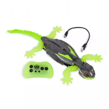 HEX BOTS | Interaktyvus žaislas – sienomis laipiojantis gekonas RC robotas | Žalias/Pilkas