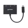 Manhattan USB-C dokas / šakotuvas, prievadai (x3): HDMI, USB-A ir USB-C, 5 Gbps (USB 3.2 Gen1, dar žinomas kaip USB 3.0), su maitinimo pristatymu (60 W) į USB-C prievadą (Pastaba: reikalingas papildomas USB-C sieninis įkroviklis ir USB-