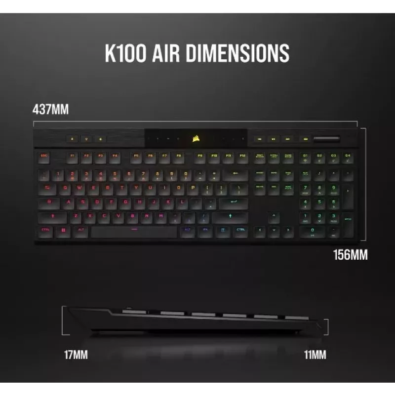 Klaviatūra K100 RGB Air belaidė itin plona Cherry MX