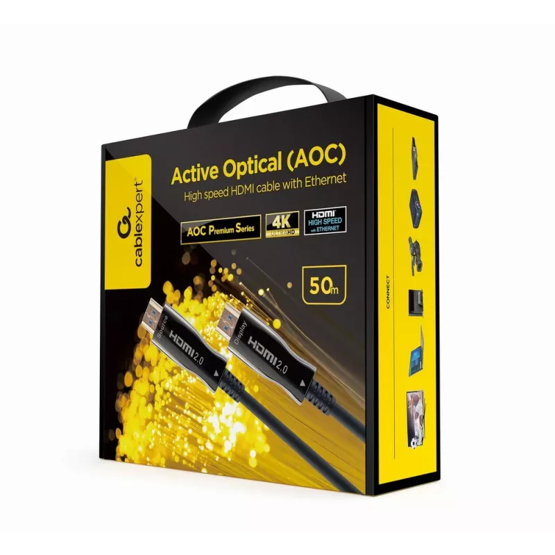 HDMI kabelis Gembird CCBP-HDMI-AOC-50M-02 50 m, HDMI Type A, HDMI 2.0, 18 Gbit/s, juodas
