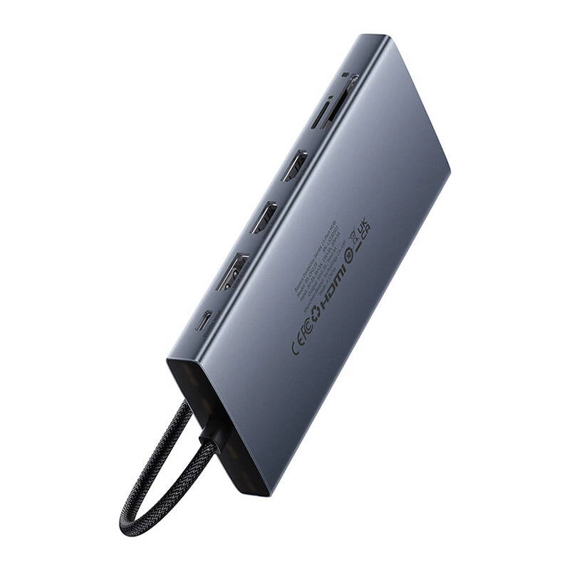 Hub 13in1 Baseus PortalJoy USB-C į HDMI+DP+VGA+C+USB+PD+RJ45+SD/TF+3,5 mm (pilkas)