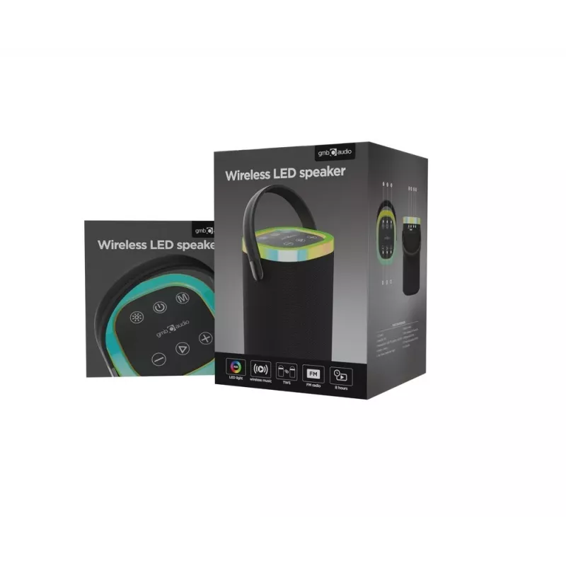 Nešiojamas garsiakalbis GEMBIRD SPK-BT-LED-06, Bluetooth, įmontuotas LED, įkraunama baterija