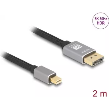 DeLOCK Mini DisplayPort į DisplayPort kabelis 8K 60 Hz 2 m pilkas metalinis