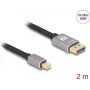 DeLOCK Mini DisplayPort į DisplayPort kabelis 8K 60 Hz 2 m pilkas metalinis