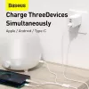 USB laidas Baseus Superior USB 2.0 1.5 m USB A USB C/Micro USB A/Lightning baltas