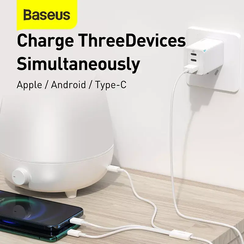 USB laidas Baseus Superior USB 2.0 1.5 m USB A USB C/Micro USB A/Lightning baltas