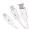 USB laidas Baseus Superior USB 2.0 1.5 m USB A USB C/Micro USB A/Lightning baltas