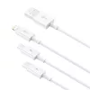 USB laidas Baseus Superior USB 2.0 1.5 m USB A USB C/Micro USB A/Lightning baltas