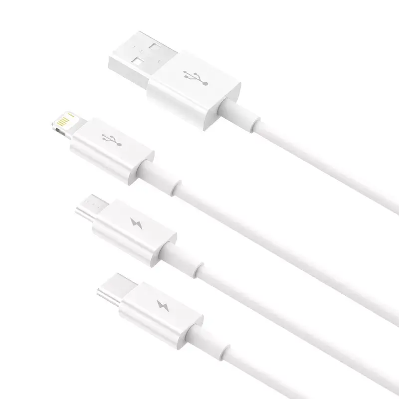 USB laidas Baseus Superior USB 2.0 1.5 m USB A USB C/Micro USB A/Lightning baltas