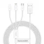 USB laidas Baseus Superior USB 2.0 1.5 m USB A USB C/Micro USB A/Lightning baltas