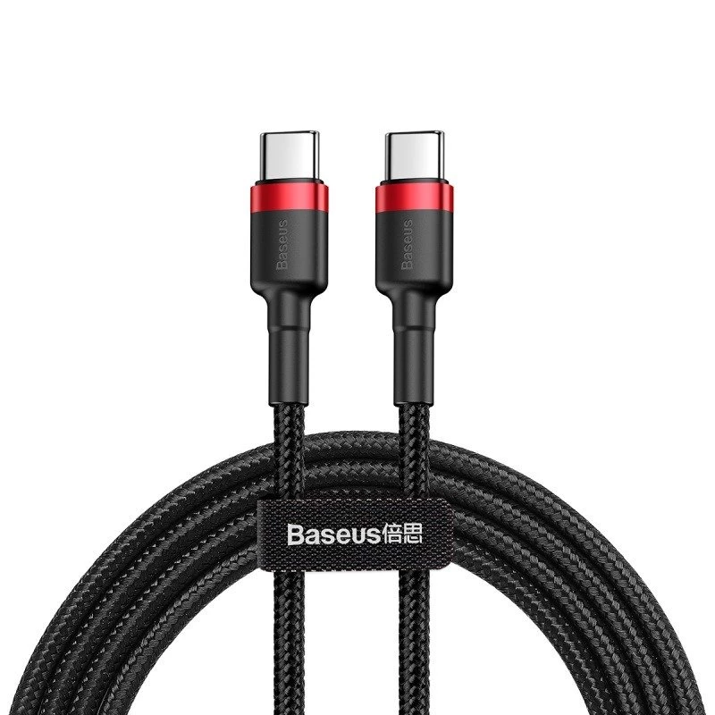 USB laidas Baseus Cafule 2m USB C juoda raudona