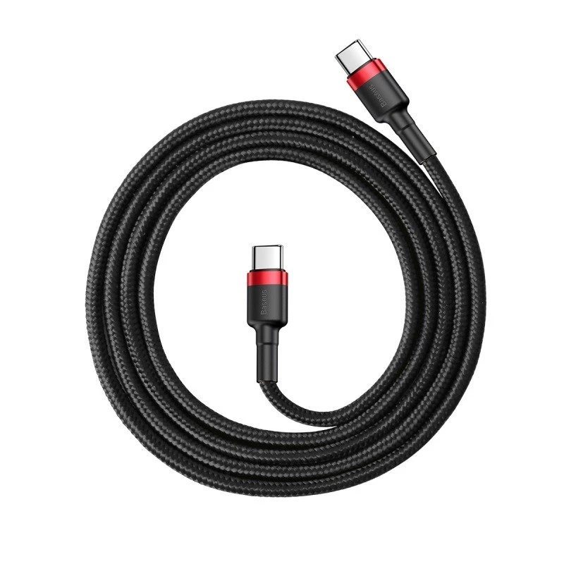 USB laidas Baseus Cafule 2m USB C juoda raudona