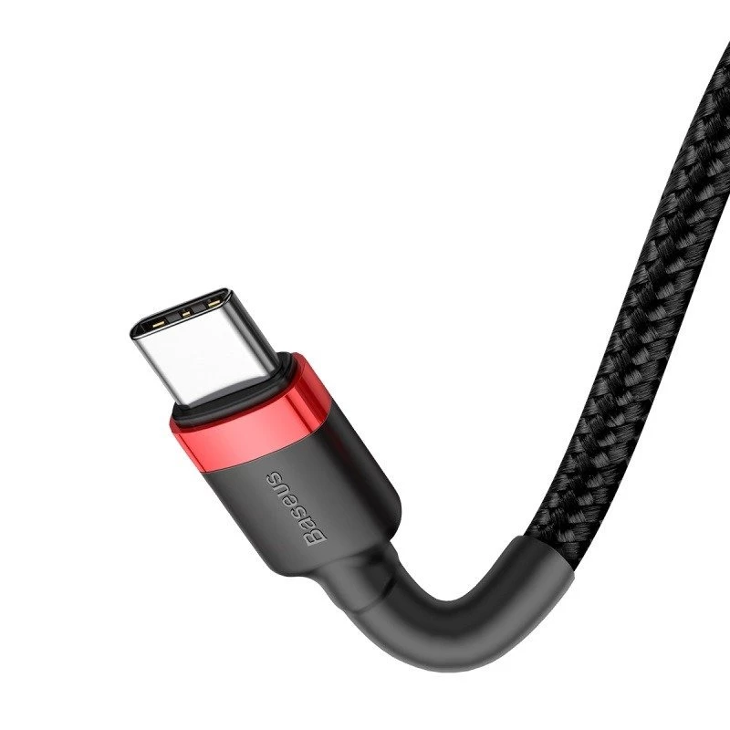 USB laidas Baseus Cafule 2m USB C juoda raudona
