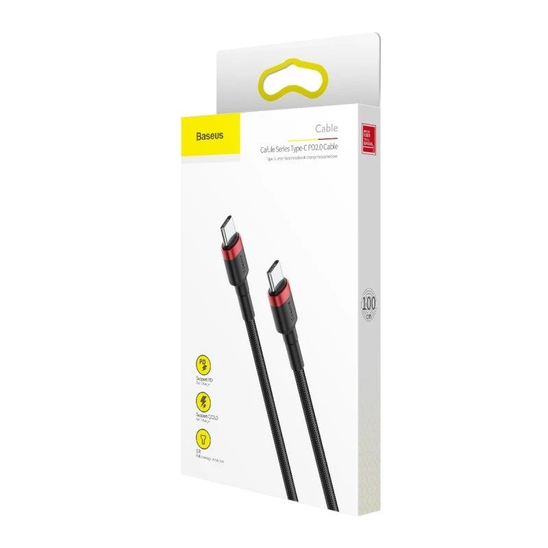 USB laidas Baseus Cafule 2m USB C juoda raudona