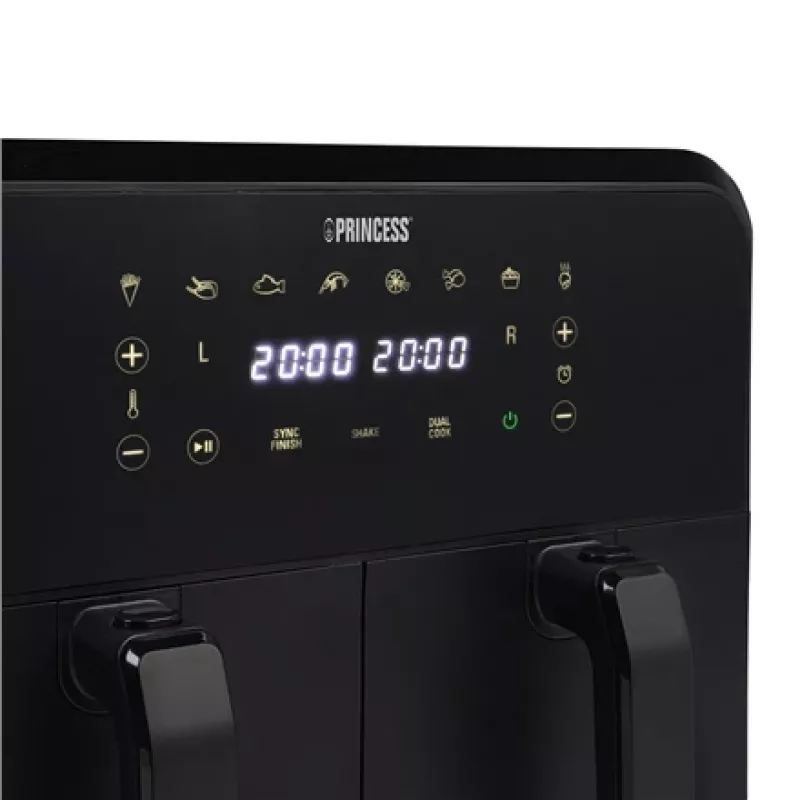 Karšto oro gruzdintuvė Princess 1.182068.01.001 su dvigubu krepšiu 8 l 2400 W 220°C liet. LED (juoda)