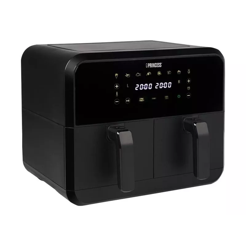 Karšto oro gruzdintuvė Princess 1.182068.01.001 su dvigubu krepšiu 8 l 2400 W 220°C liet. LED (juoda)