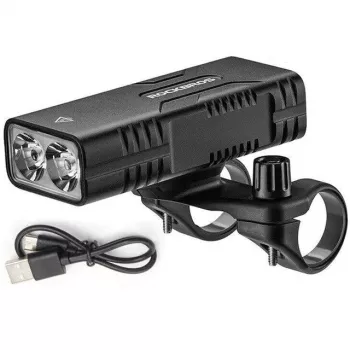 Rockbros dviračio žibintas su išorinės baterijos funkcija + USB-C į USB-A laidas, 850 lm, juodas