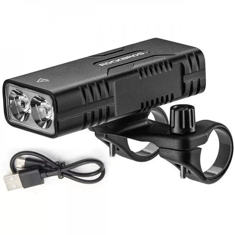 Rockbros dviračio žibintas su išorinės baterijos funkcija + USB-C į USB-A laidas, 850 lm, juodas