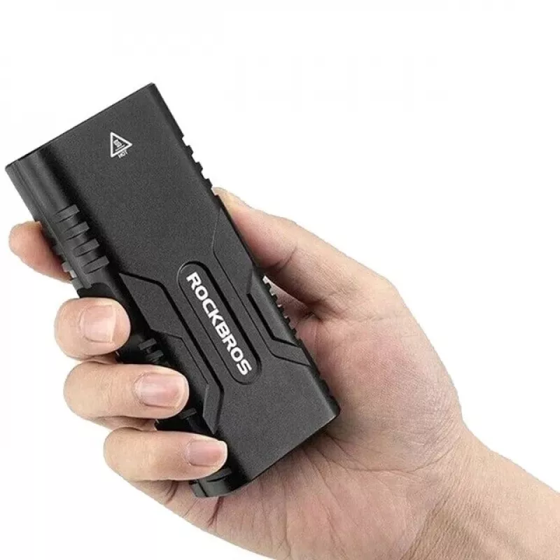 Rockbros dviračio žibintas su išorinės baterijos funkcija + USB-C į USB-A laidas, 850 lm, juodas