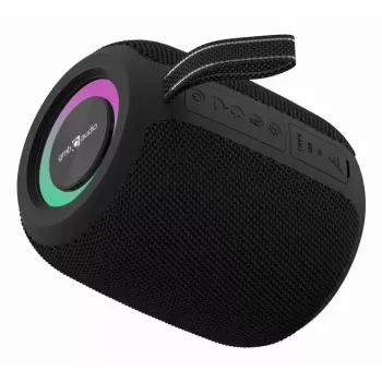 Monofoninis nešiojamas garsiakalbis GEMBIRD GMB Audio SPK-BT-LED-05-BK — 8 W RMS, 6,6 cm tvarkyklė, Bluetooth, MicroSD palaikymas, juodas cilindras