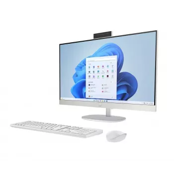„Viskas viename“ kompiuteris HP 27-cr0232nw — AMD Ryzen 5 7520U, 16 GB RAM, 512 GB SSD, 27 colių FHD, „Windows 11 Home“, „Wi‑Fi 6“ (balta)