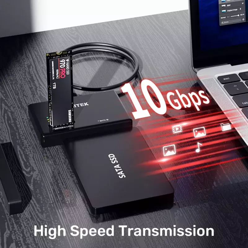 SSD korpusas UNITEK S1232A01-EU juodas M.2/2,5 colio/3,5 colio 10 Gbit/s