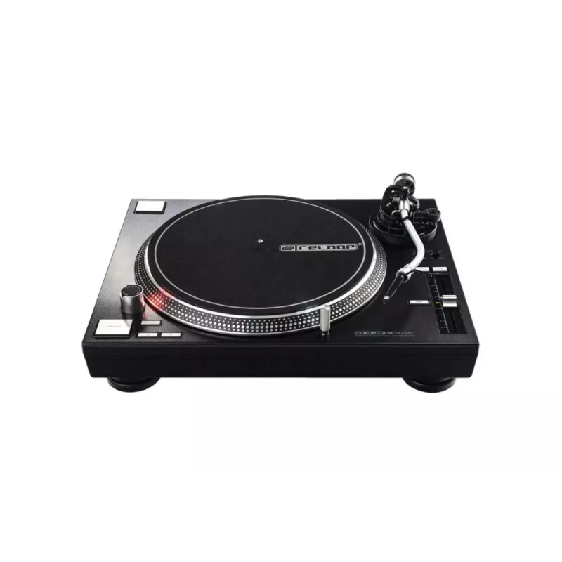 Tiesioginės pavaros DJ patefonas Reloop RP-7000 MK2 — 33/45/78 aps./min., S formos tonearmė, aliuminio plokštelė, juoda
