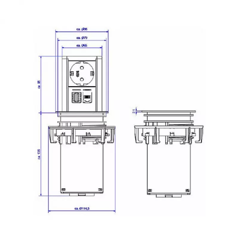 Elevator 1xapsauginis kontaktas 1xCAT6 1xUSB3.0 - Priedai Maitinimo šaltinis
