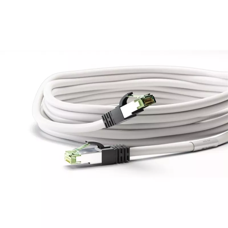 Goobay CAT 8.1 komutacinis kabelis, S/FTP (PiMF), baltas, 0,5 m - LSZH be halogenų, varis AWG 24 (55123)