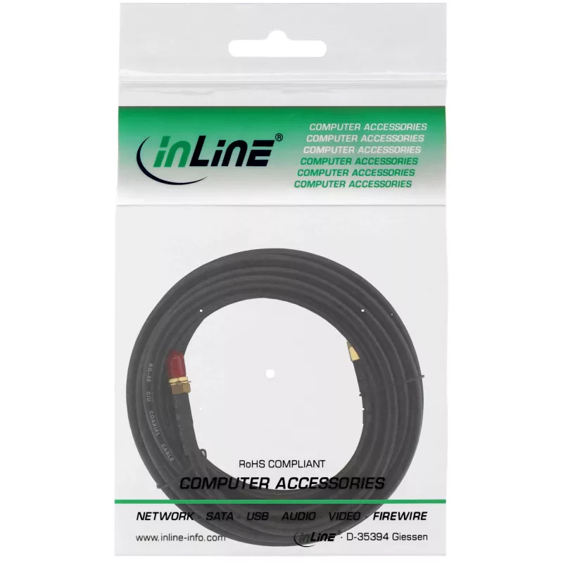 Tinklo kabelis InLine WIFI, R-SMA kištukas – R-SMA mova, 10 m