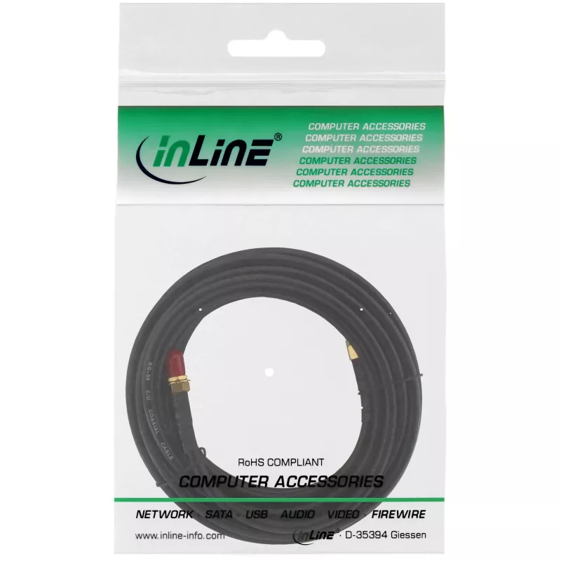 Tinklo kabelis InLine WIFI, R-SMA kištukas – R-SMA mova, 10 m