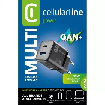 Cellularline USB įkroviklis Multipower Micro 30W GaN 2 prievadai PD - įkroviklis