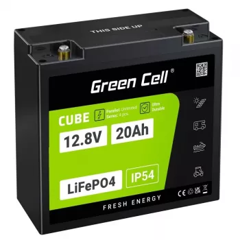 UPS akumuliatorius Green Cell GC-LFPGC12V20AH ličio geležies fosfatas 12,8 V 20 Ah, 256 Wh, 185x80x170 mm, 3 kg