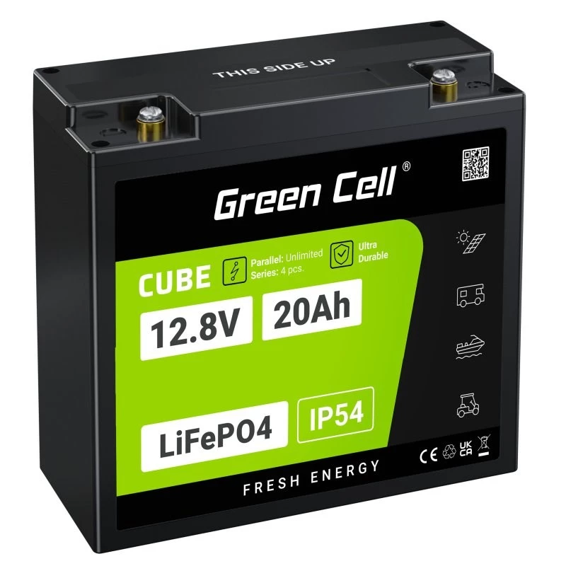 UPS akumuliatorius Green Cell GC-LFPGC12V20AH ličio geležies fosfatas 12,8 V 20 Ah, 256 Wh, 185x80x170 mm, 3 kg