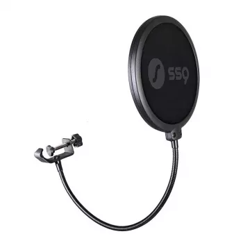 Pop filtras SSQ Double Pop Filter SSQ POP1 SS-1923 studijos mikrofonams, dvisluoksnis metalinis tinklelis, reguliuojama lanksti kojelė