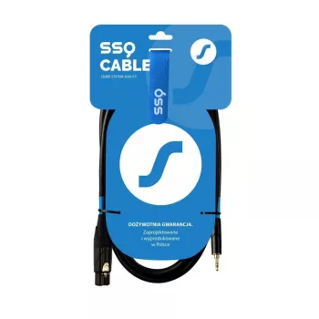 XLR (3 kontaktų) lizdas į 3,5 mm TRS stereofoninį lizdą kabelis SSQ XLRMi0.5 0,5 m, balansinis, 85Ω ±5Ω, 2×0,23 mm², juodas