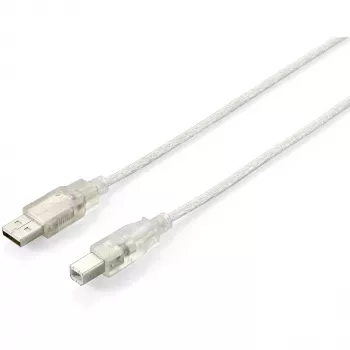 Equip - USB laidas - USB (M) į USB Type B (M) - USB2.0 - 5,0m - Skaidrus sidabrinis (128652)