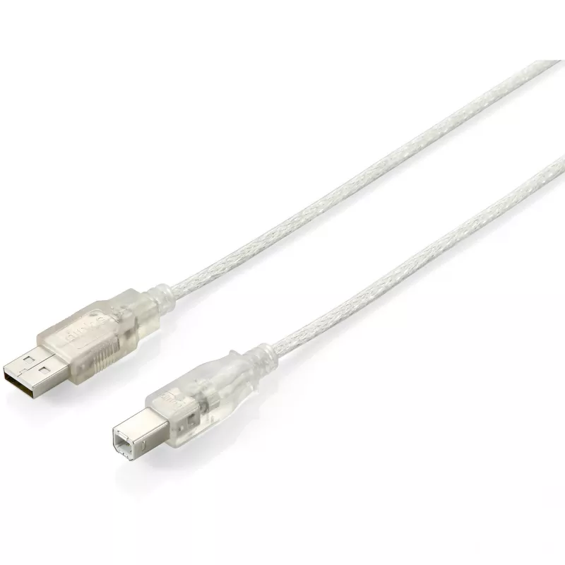 Equip - USB laidas - USB (M) į USB Type B (M) - USB2.0 - 5,0m - Skaidrus sidabrinis (128652)