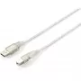 Equip - USB laidas - USB (M) į USB Type B (M) - USB2.0 - 5,0m - Skaidrus sidabrinis (128652)